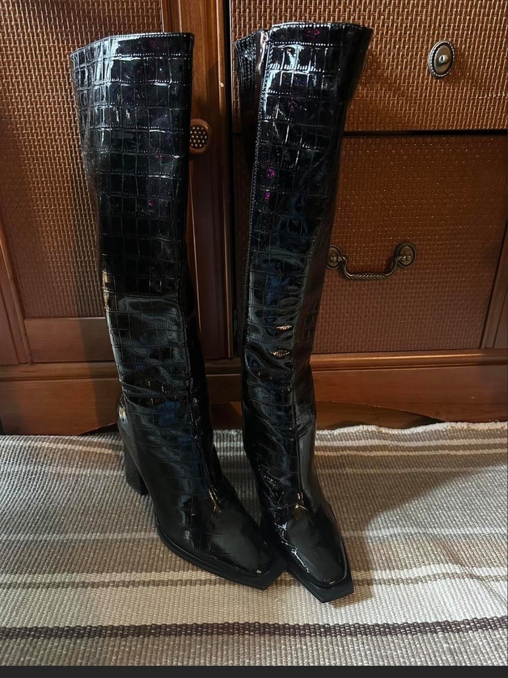 Princess Polly- Croc-Embossed Knee-High Boots